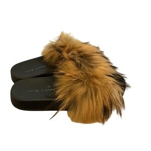 JoFur & Minks Women's Brown Fox Fur Slides Size 40